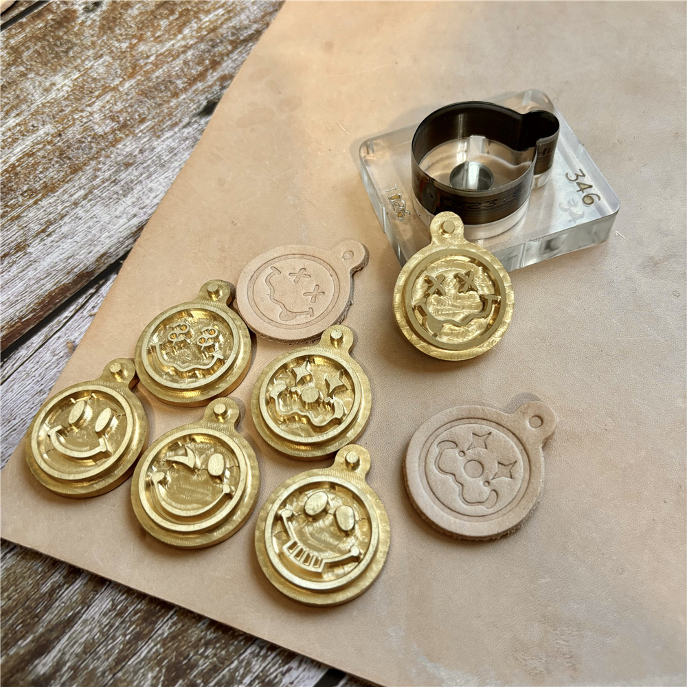 Leather Stamp Set - Custom Pendant Smile Face Copper Leather