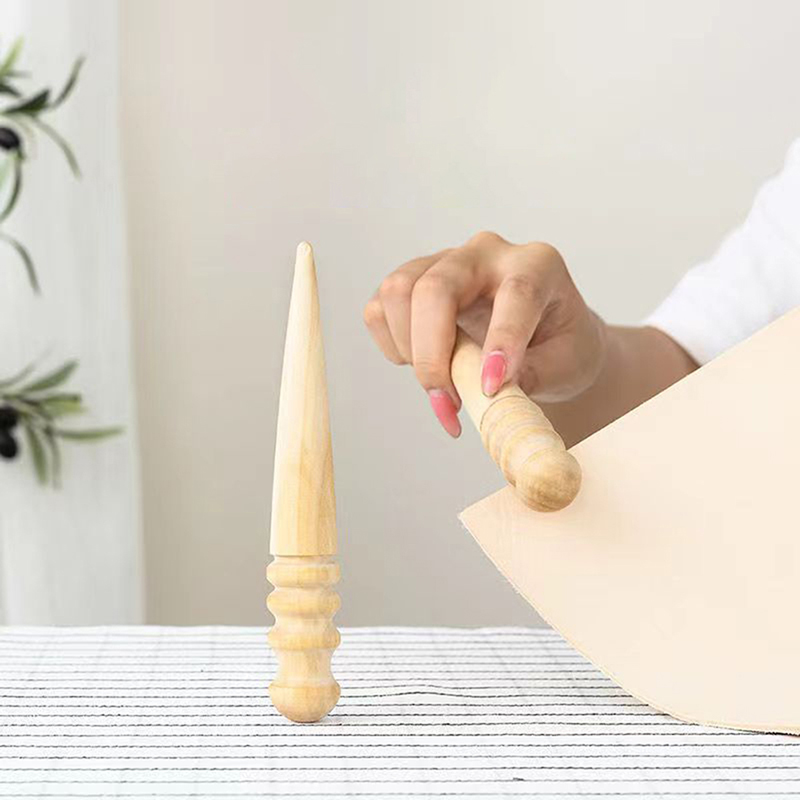 Leatherwork Accessories - 1PC Wood Leather Solid Wood Round