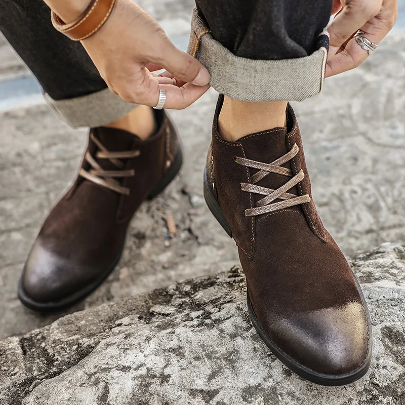 New Cow Suede Ankle Boots Hand - Leatherwork Tools 评论和价格