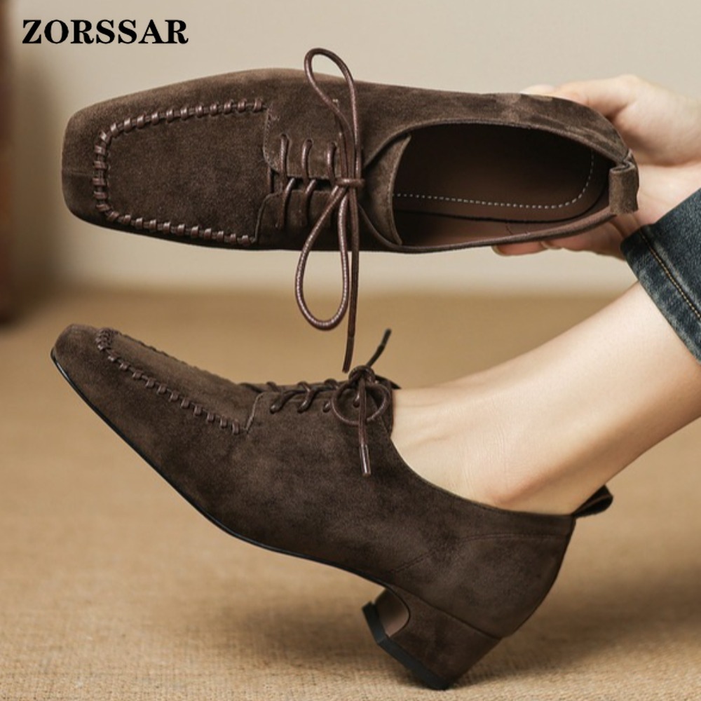 Women's Brown Suede Square Toe - Leather Work For Kids 评论和价格