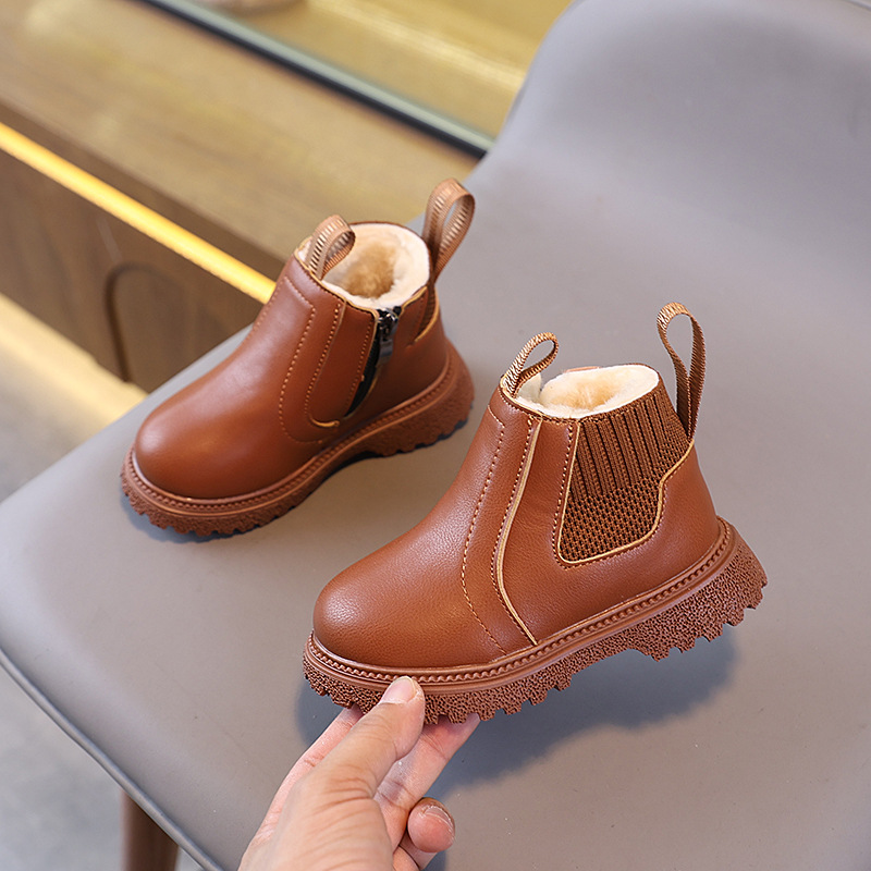 Children Fleece-Lined Work Sho - Leather Work For Kids 评论和价格