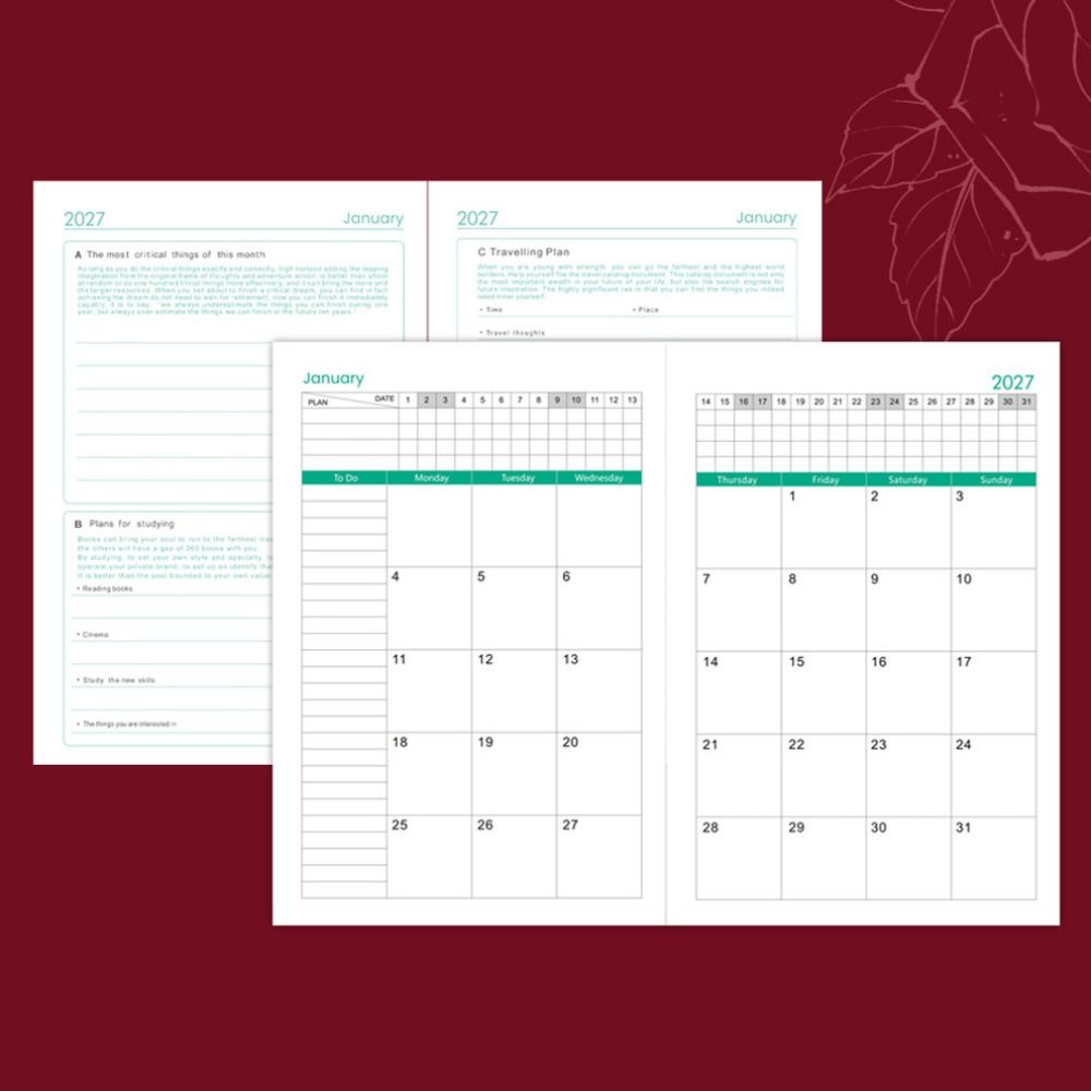 English 2027 Schedule Planner  - Leatherwork Plans 评论和价格