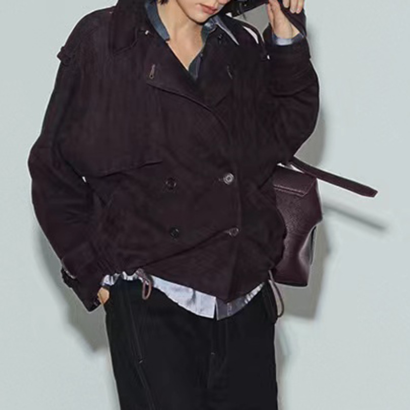 Real Suede Jacket Autumn Women - Leather Work For Kids 评论和价格