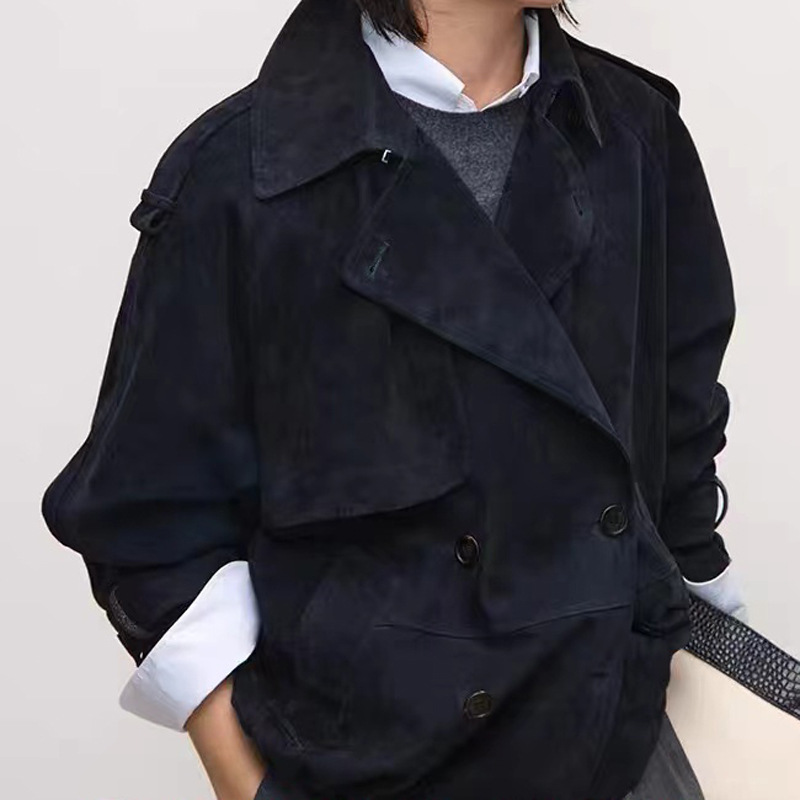 Real Suede Jacket Autumn Women - Leather Work For Kids 评论和价格